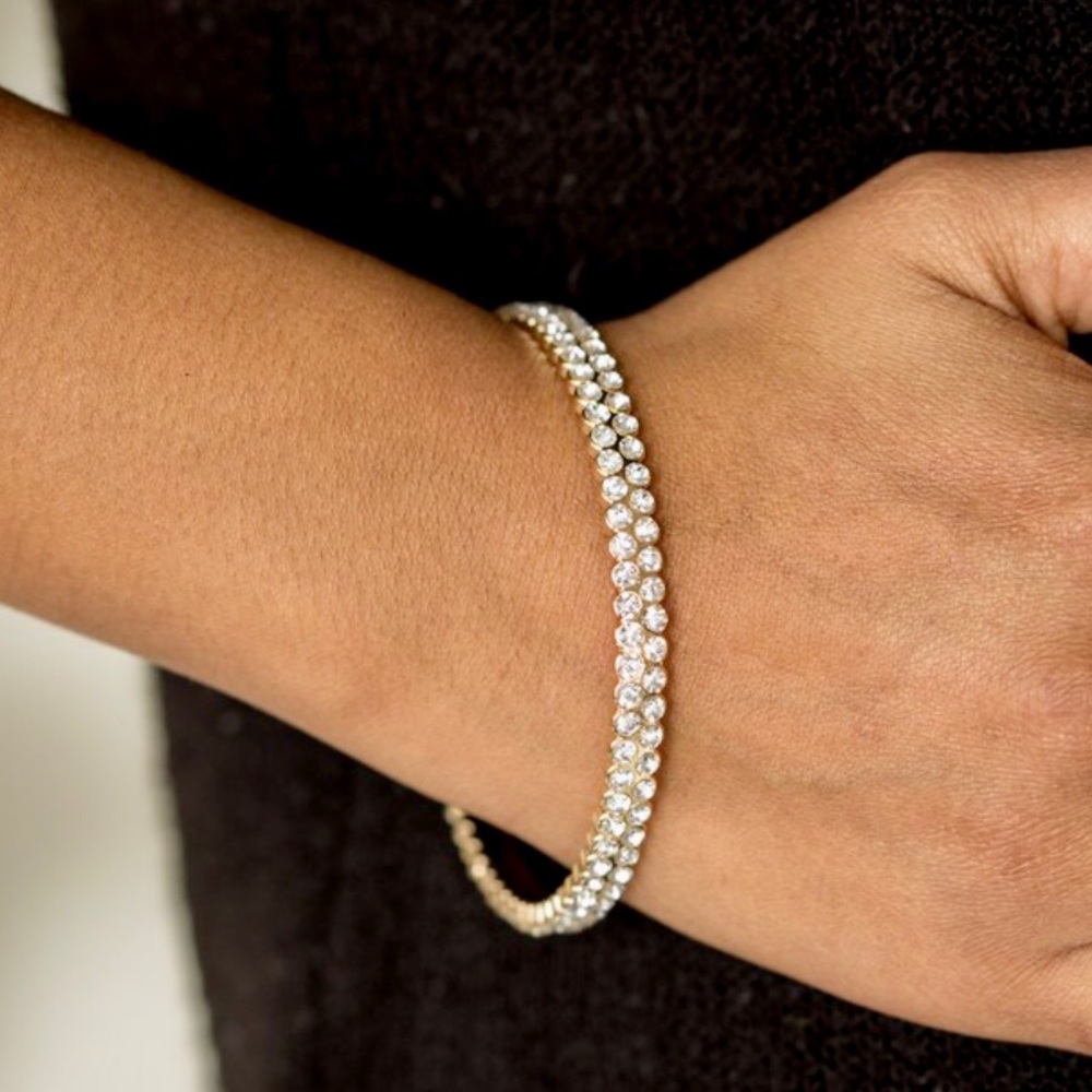 Decked Out in Diamonds - Gold Bracelet - Picture 2 of 2